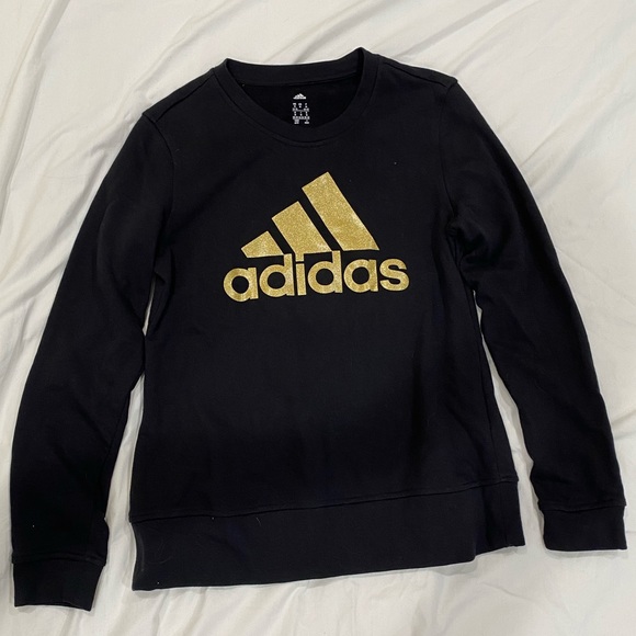 adidas Tops - black and gold adidas crewneck sweatshirt!